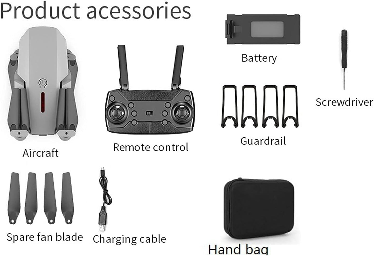 Mini Drone FERIAK88 4K - 2 Camaras - Control Remoto - 2 Baterias - Gris