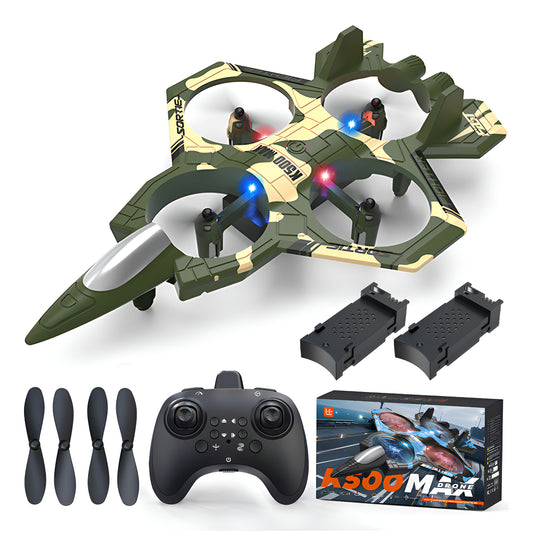 Mini Drone Avion Caza FERIAK500 - Control Remoto - 2 Baterias - Verde