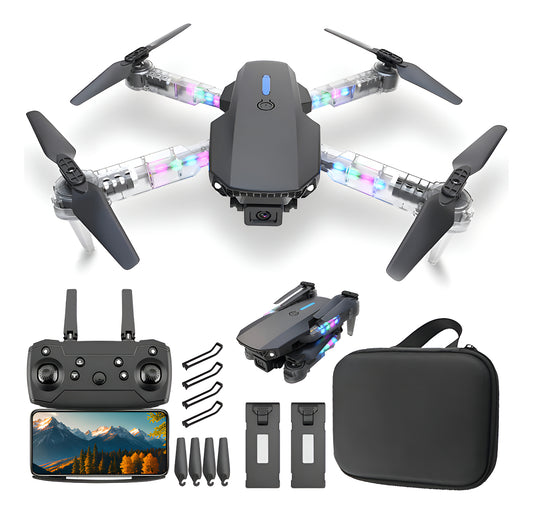 Mini Drone FERIAT88 4K - 2 Camaras - Control Remoto - 2 Baterias - Negro