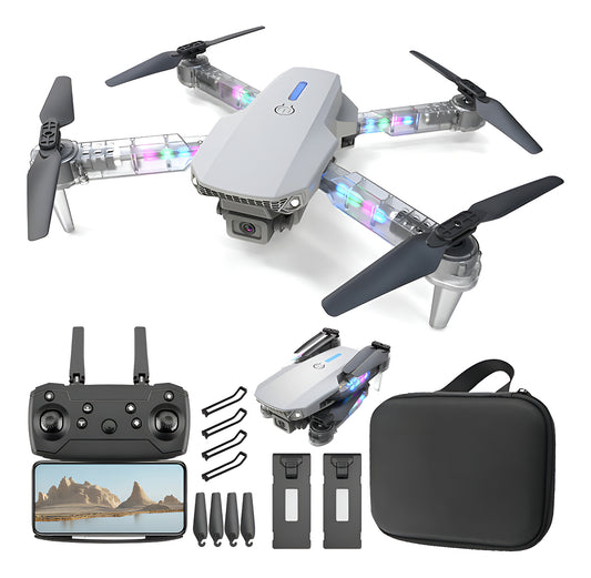 Mini Drone FERIAT88 4K - 2 Camaras - Control Remoto - 2 Baterias - Gris